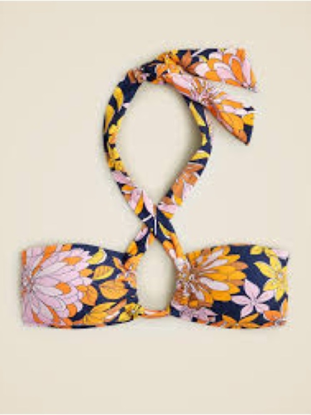 NWT J. Crew Bow halter-tie top & hipster bow-tie bikini bottom in dusk floral - Picture 2 of 9